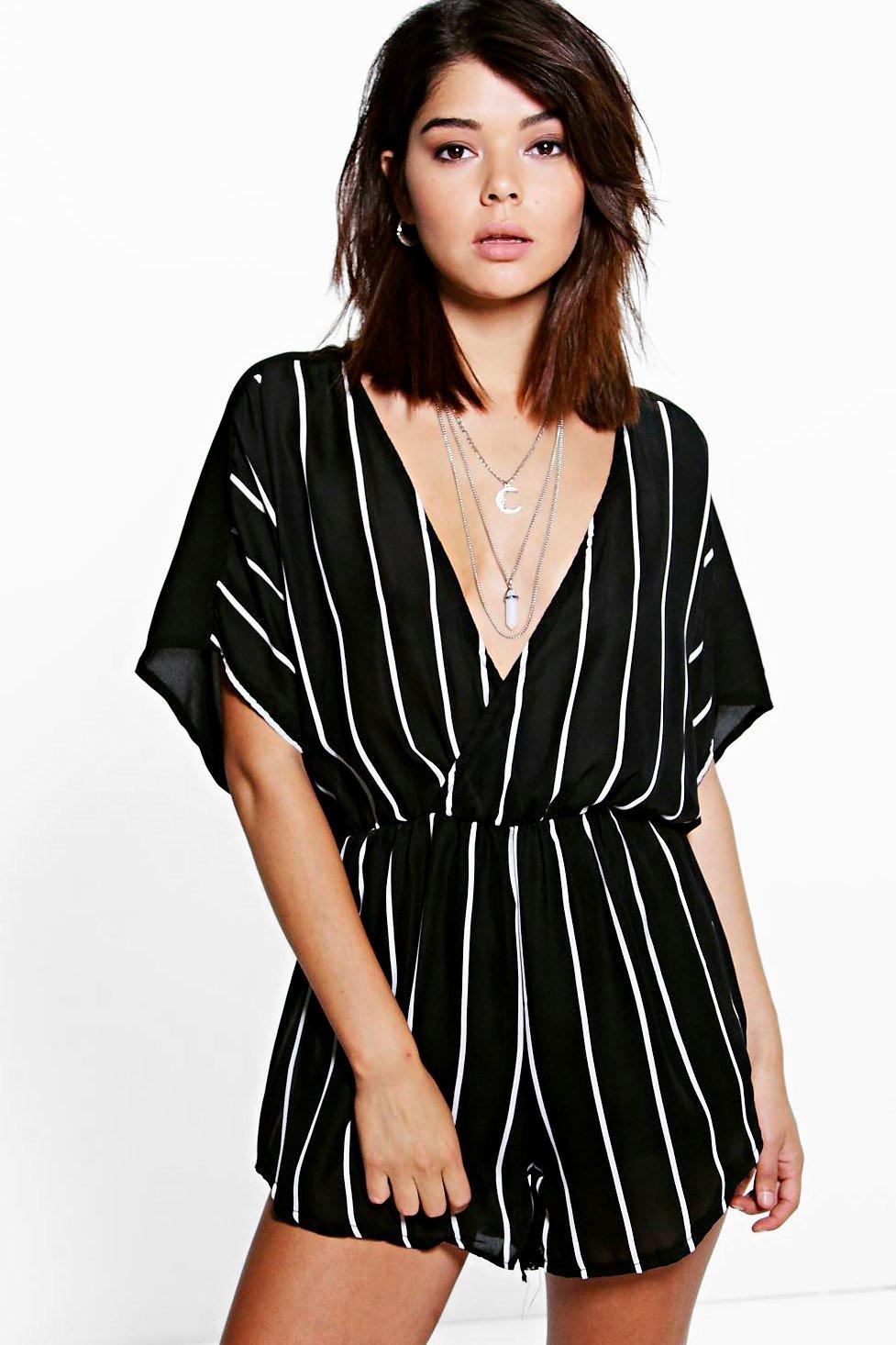 boohoo striped playsuit