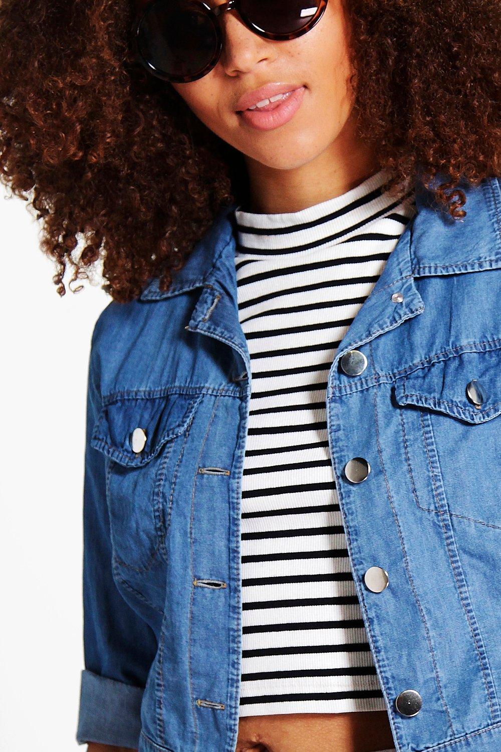 Paige Crop Lightweight Denim Jacket boohoo USA