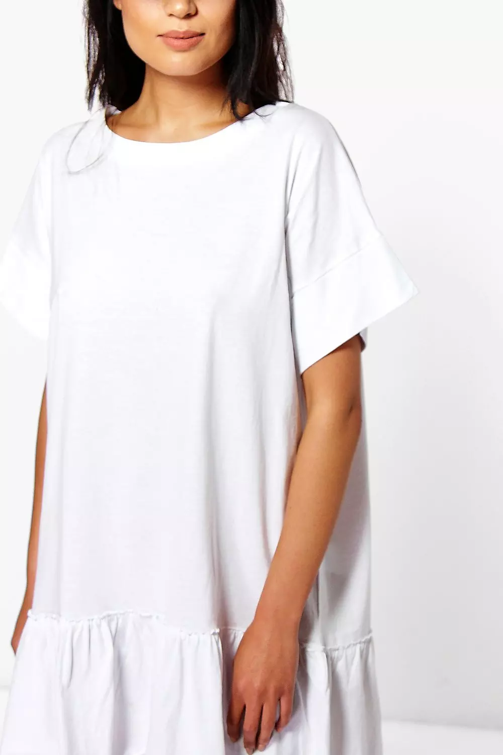 T shirt dress with cheap frill hem