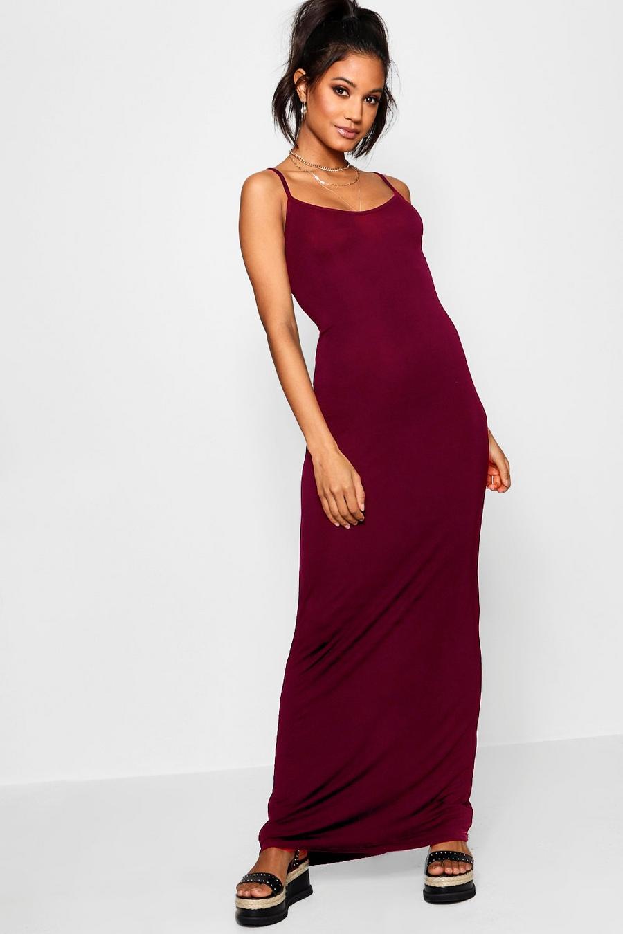 Berry red Basic Strappy Maxi Dress