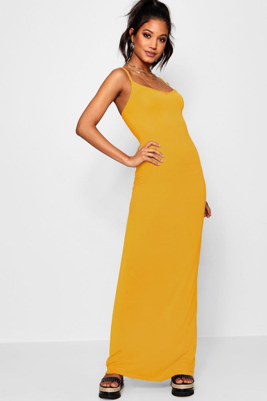 Mustard Basic Strappy Maxi Dress image number 1