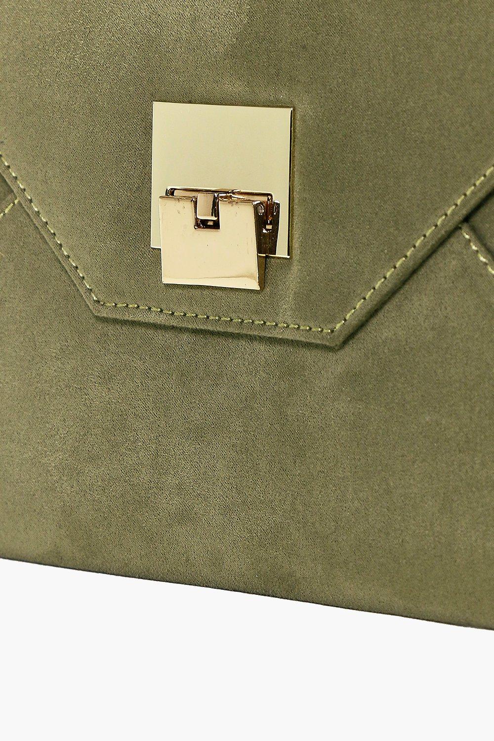 khaki clutch bag