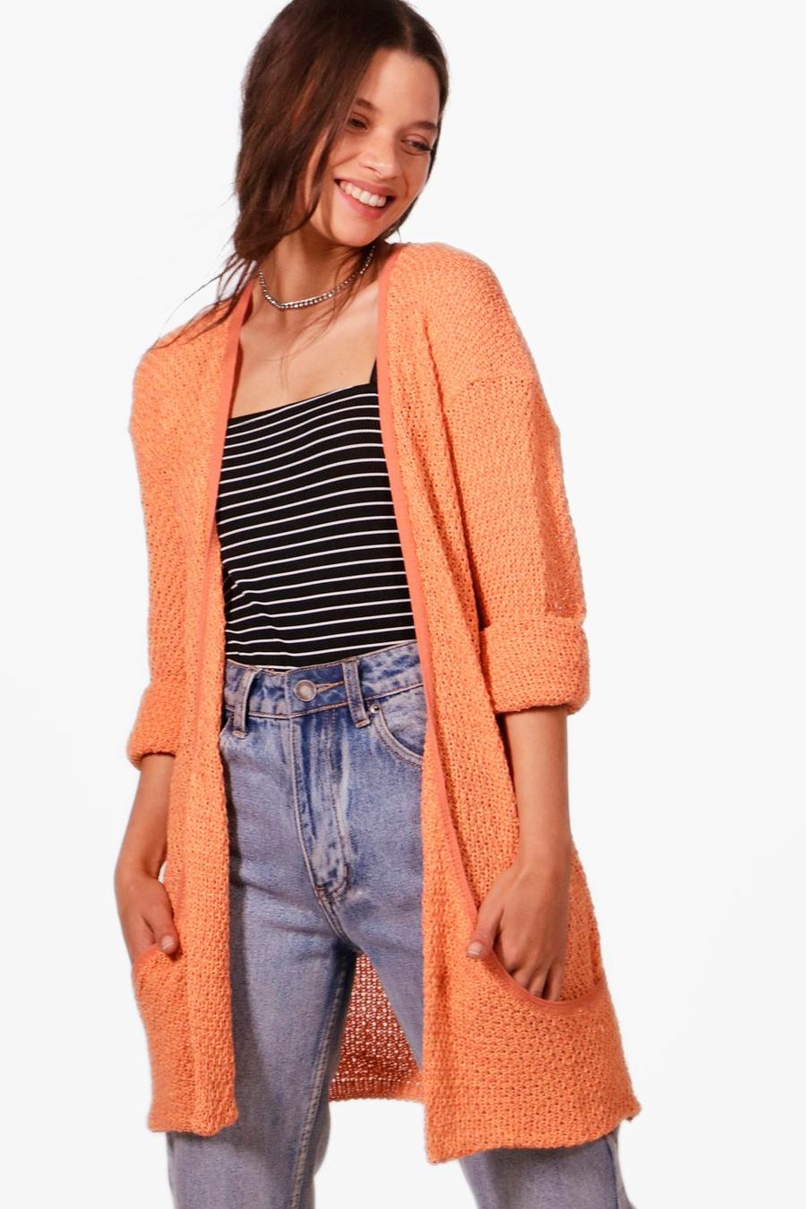 Apricot Loose Knit Slouchy Pocket Cardigan image number 1