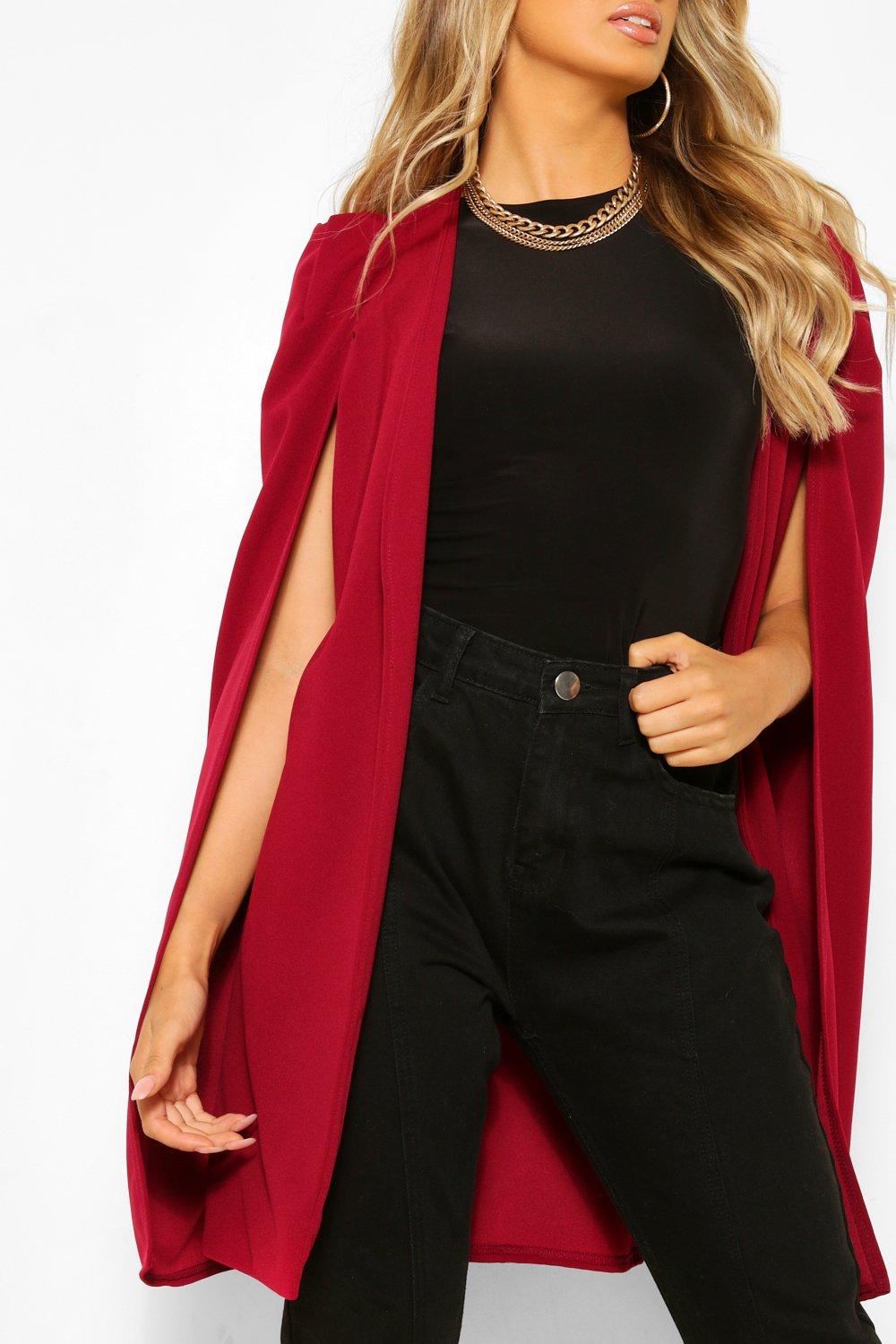 Longline Tailored Jersey Knit Crepe Cape  Cape jacket, Capes for women,  Womens cape coat