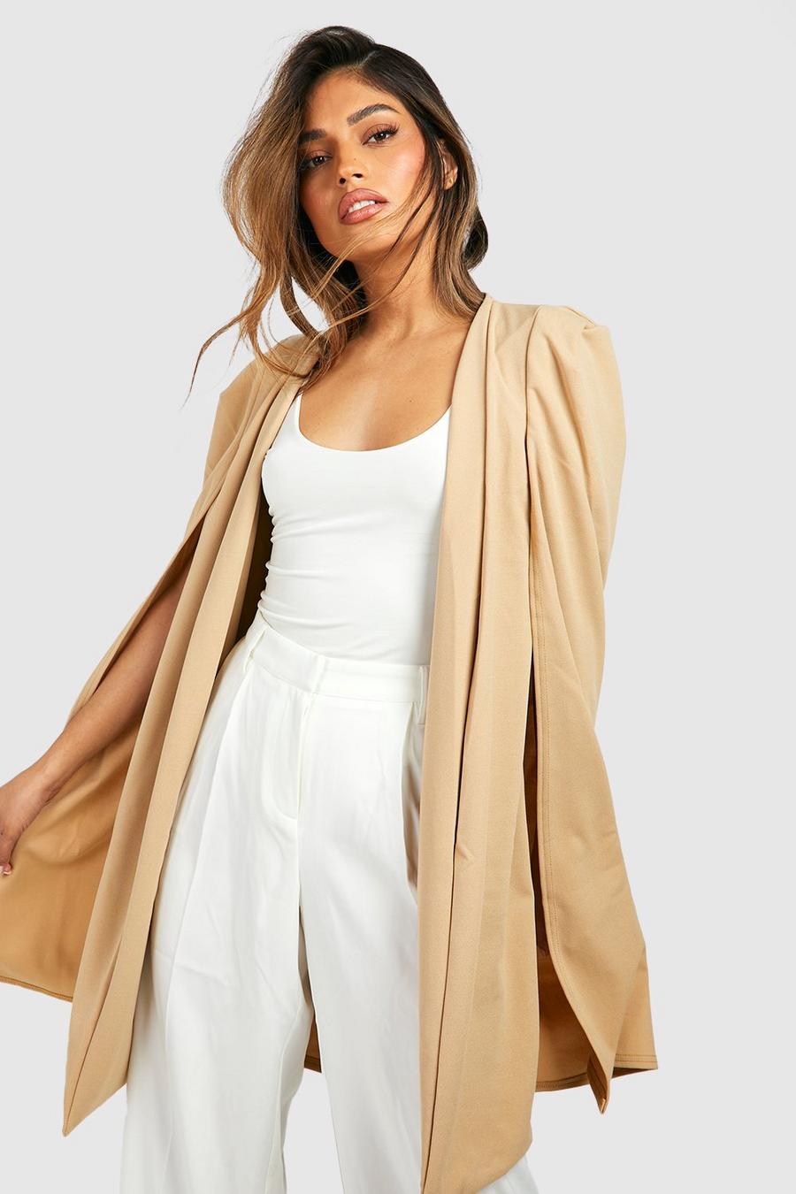 Stone Longline Tailored Jersey Crepe Cape image number 1