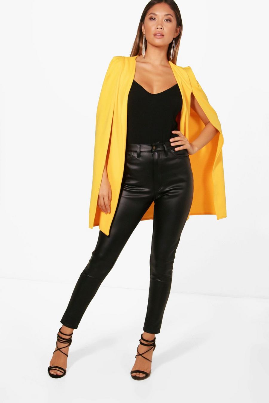 Yellow Longline Tailored Jersey Crepe Cape image number 1