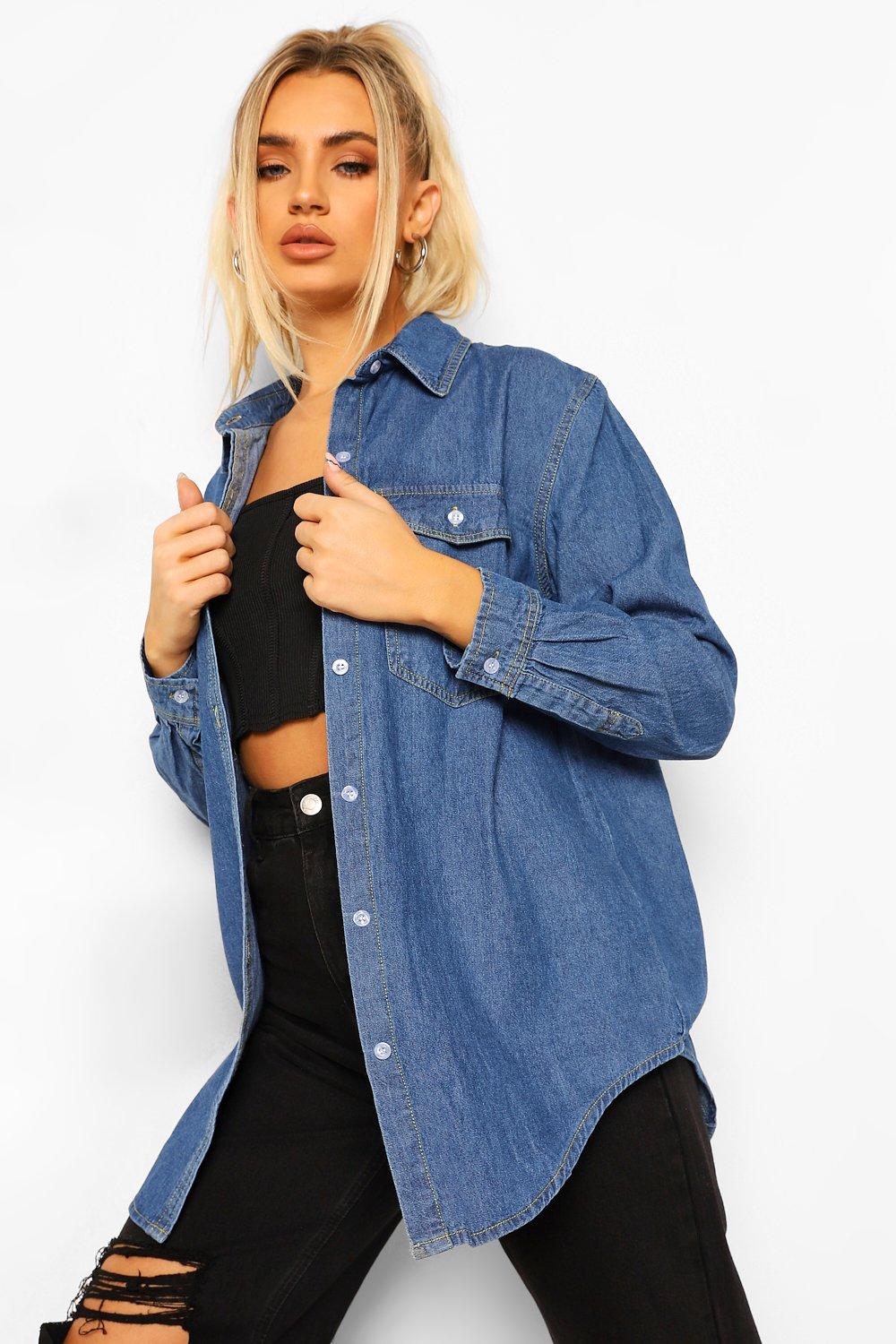 Chemises En Jean Femme Tops En Jean Boohoo Fr