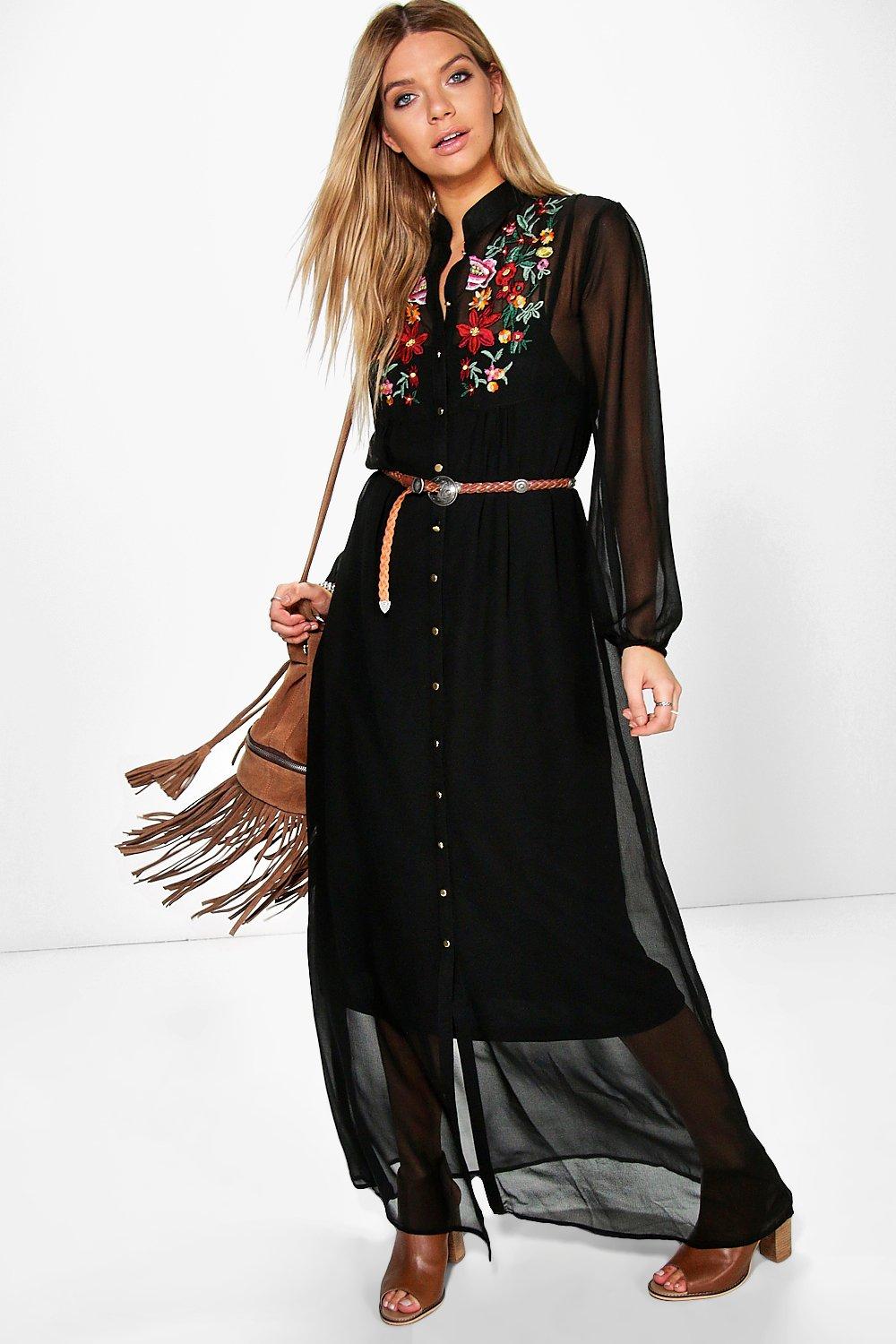 embroidered top maxi dress