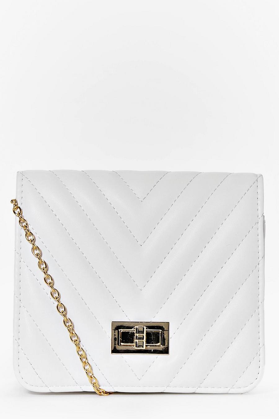 White Zoe Quilted Chain Strap Cross Body Bag image number 1
