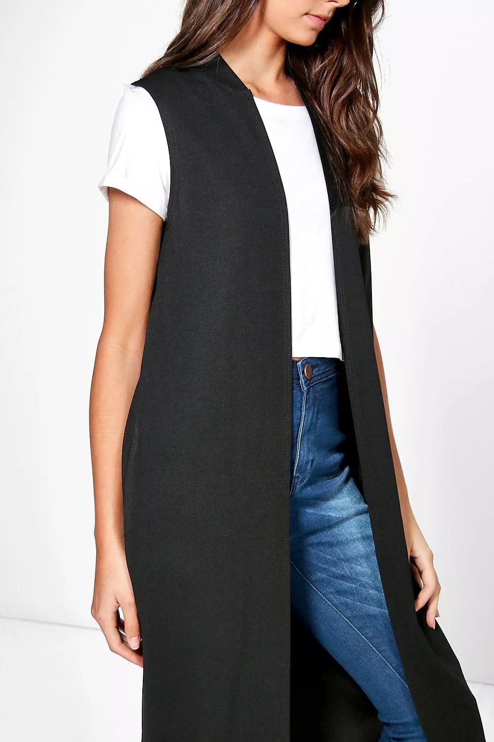 Sleeveless hot sale duster jacket