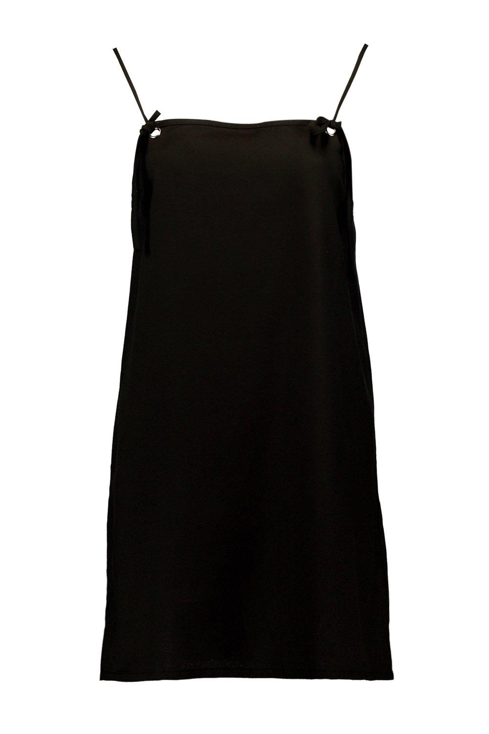 Emrata Tie Strap Eyelet Pinafore Slip Dress boohoo IE
