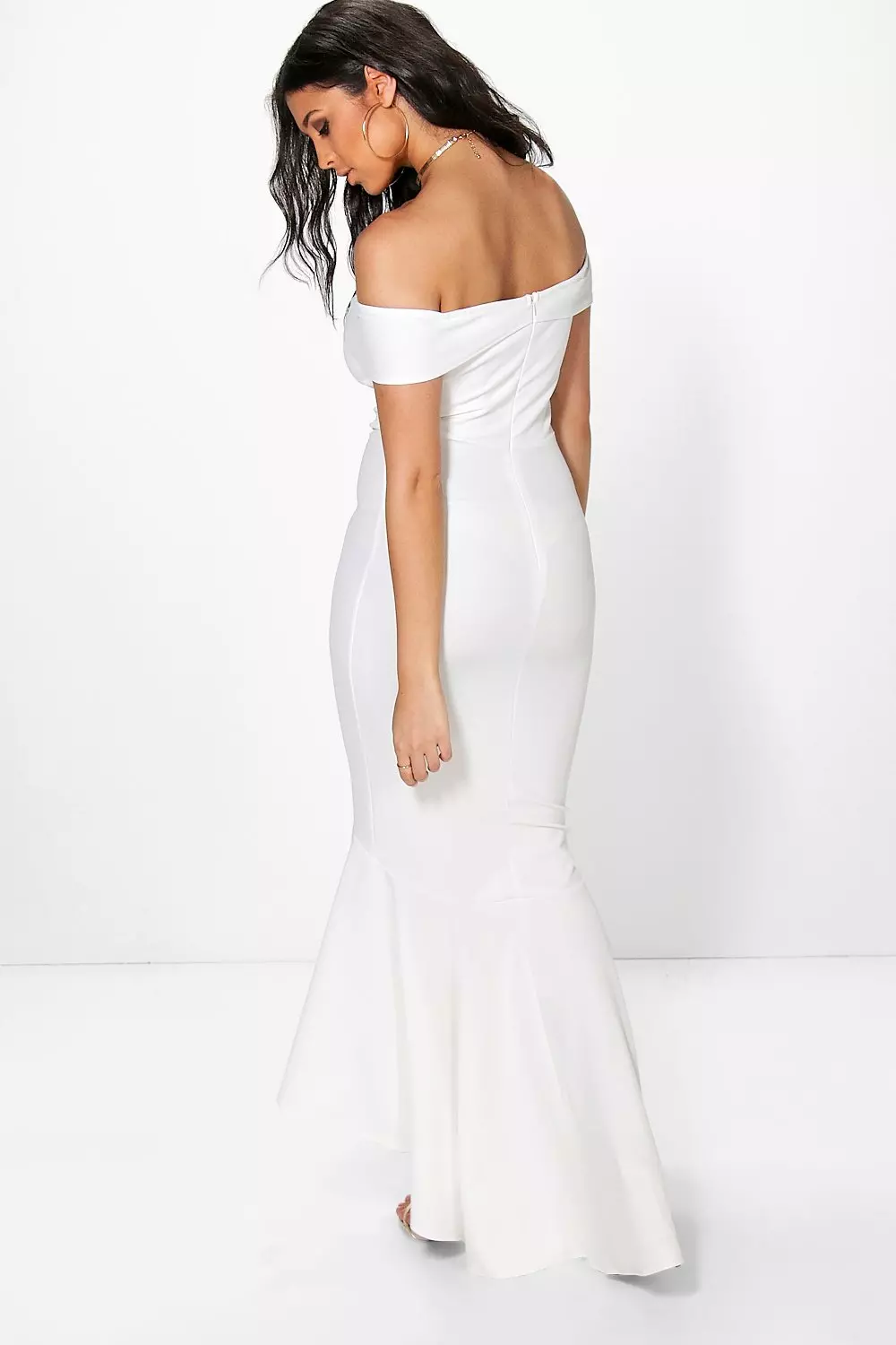 Off shoulder fishtail maxi hot sale dress