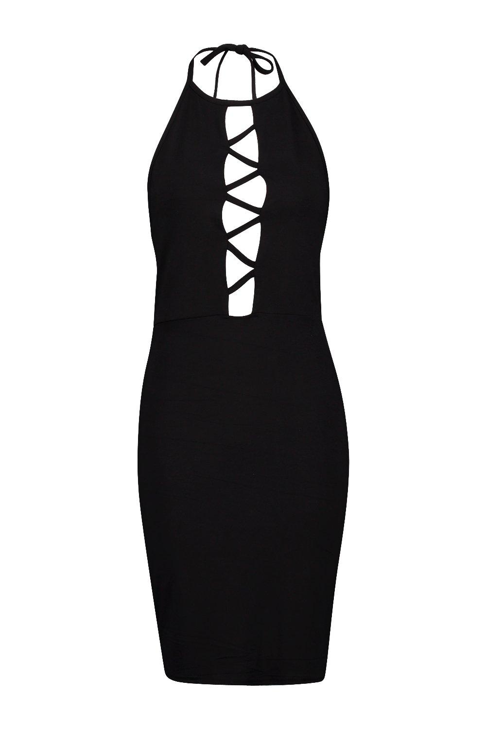 Lattice halter sale bodycon dress