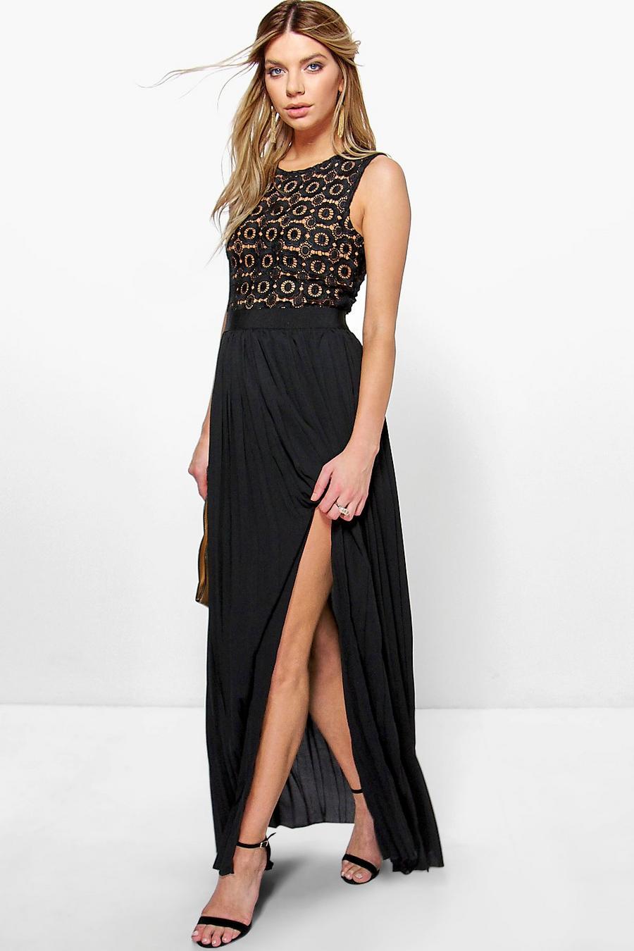 Boutique Cara Lace Top Pleated Maxi Dress image number 1