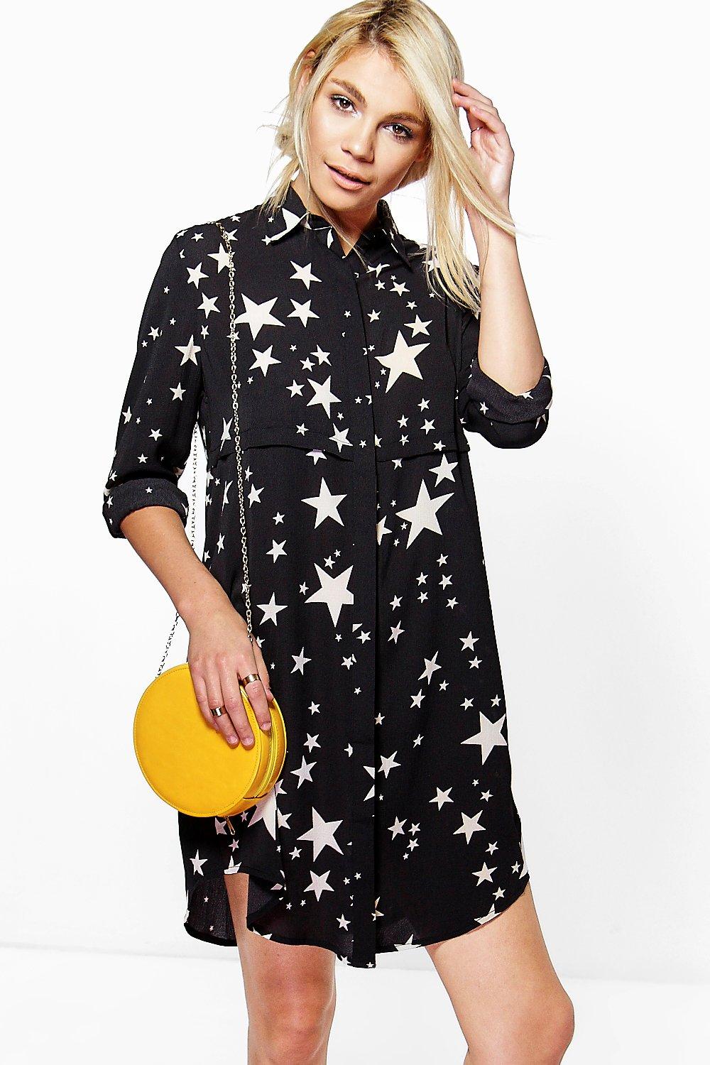 Star print best sale shirt dress