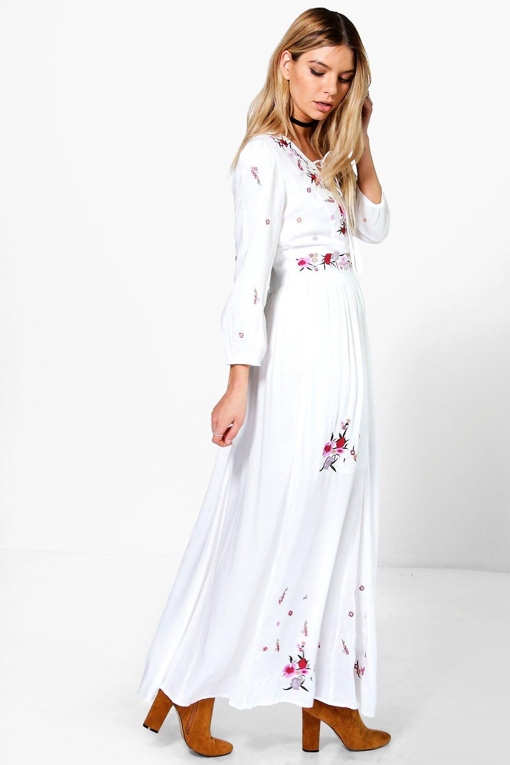 boohoo embroidered maxi dress