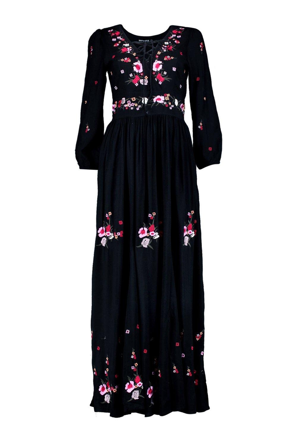 boohoo embroidered maxi dress