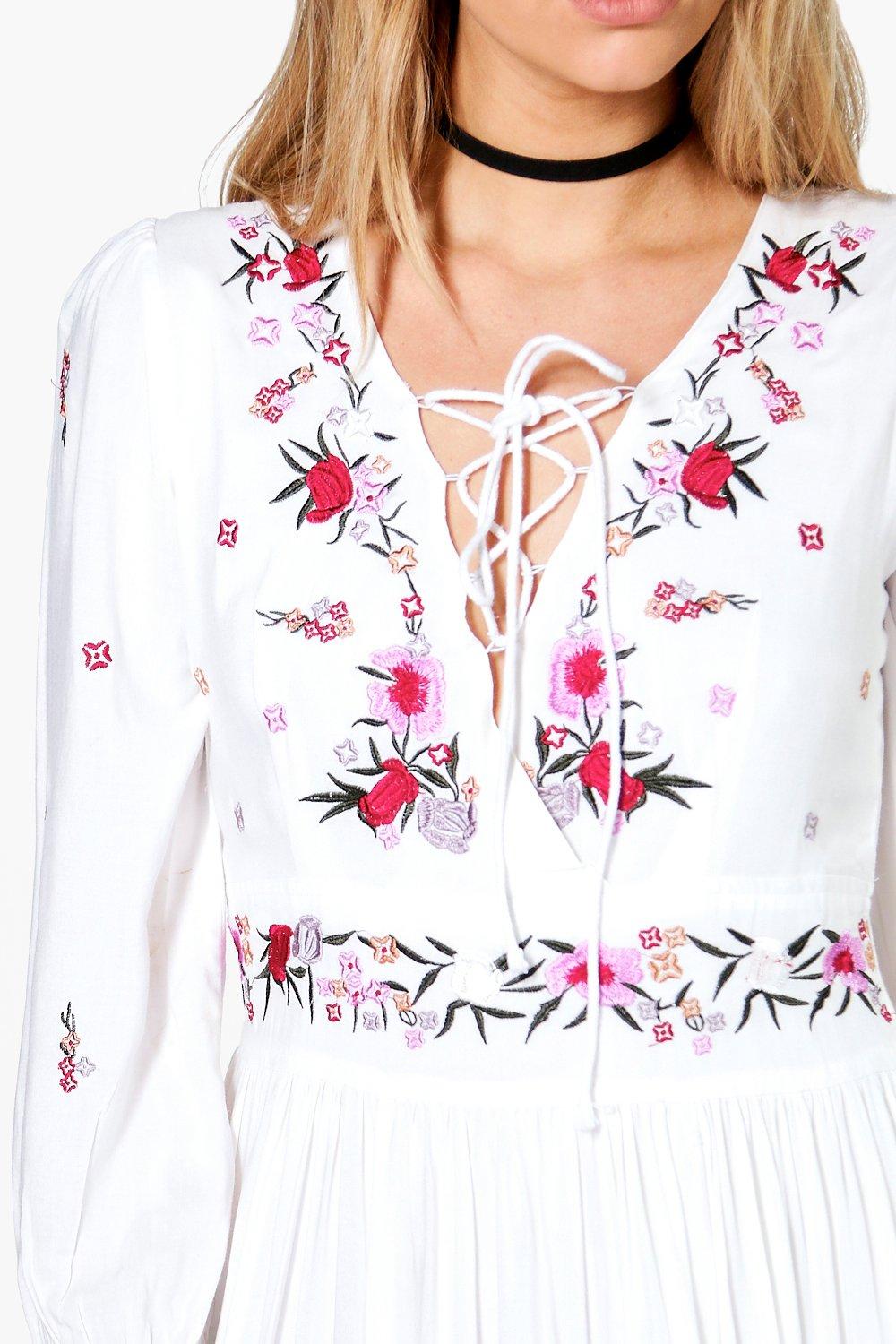 boohoo embroidered embellished mini dress