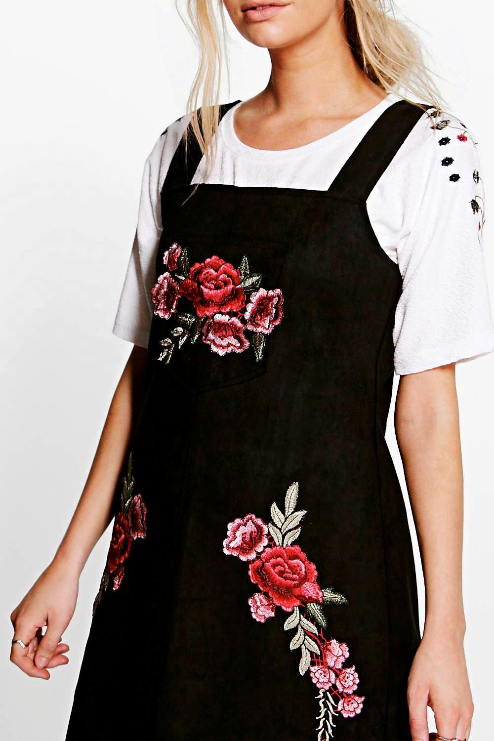 Black suede shop pinafore dress