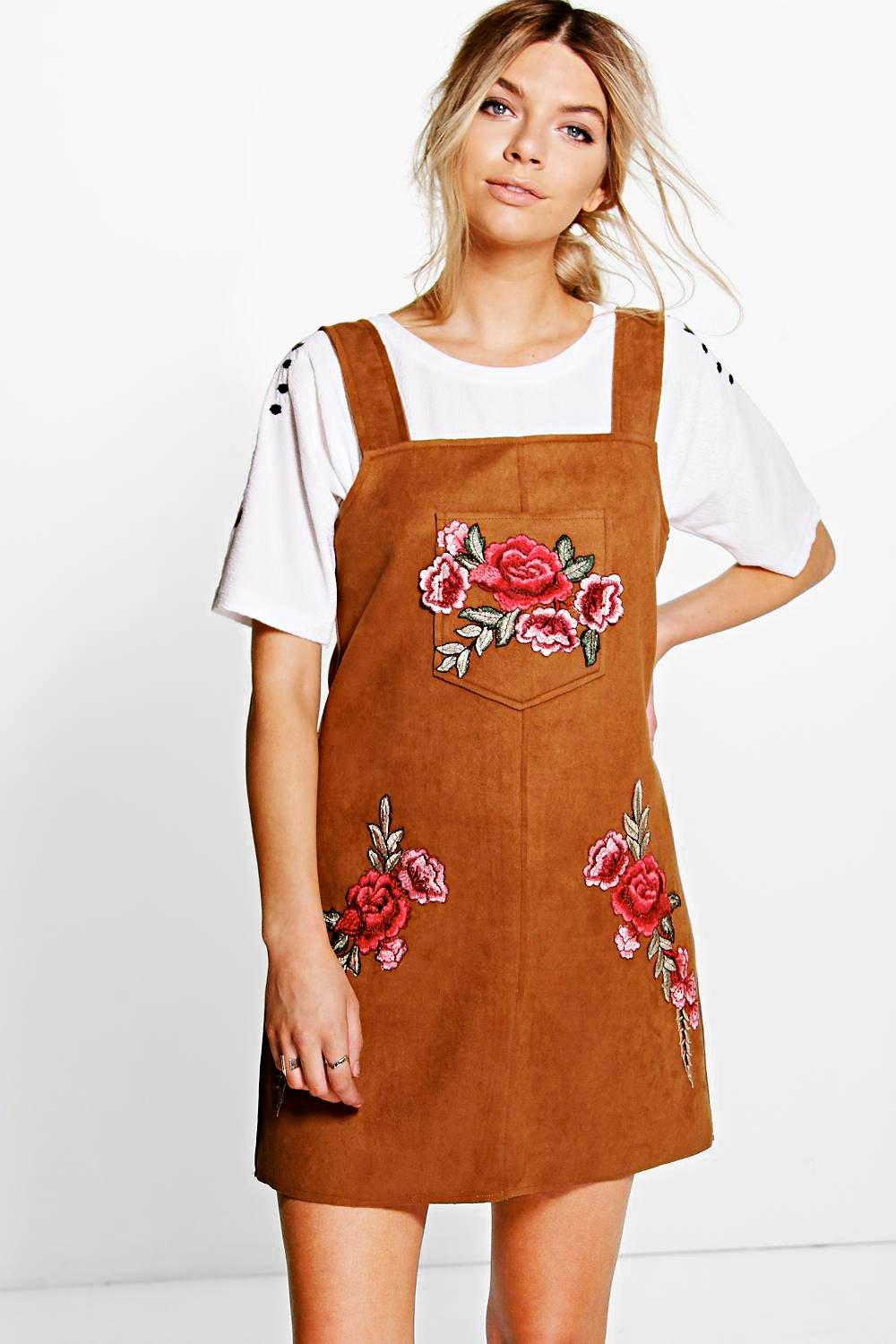 suede pinafore dress