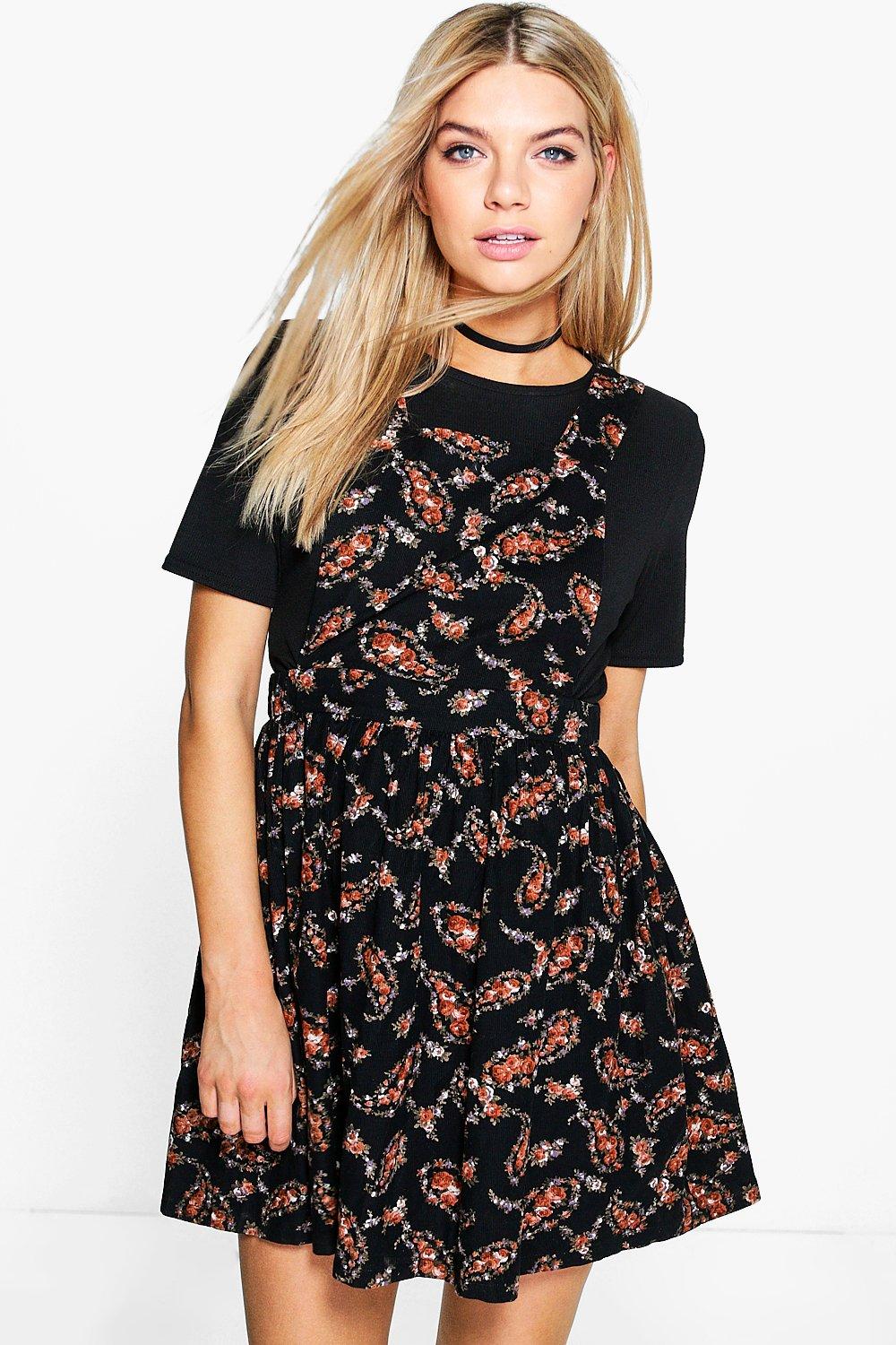 floral pinafore dress