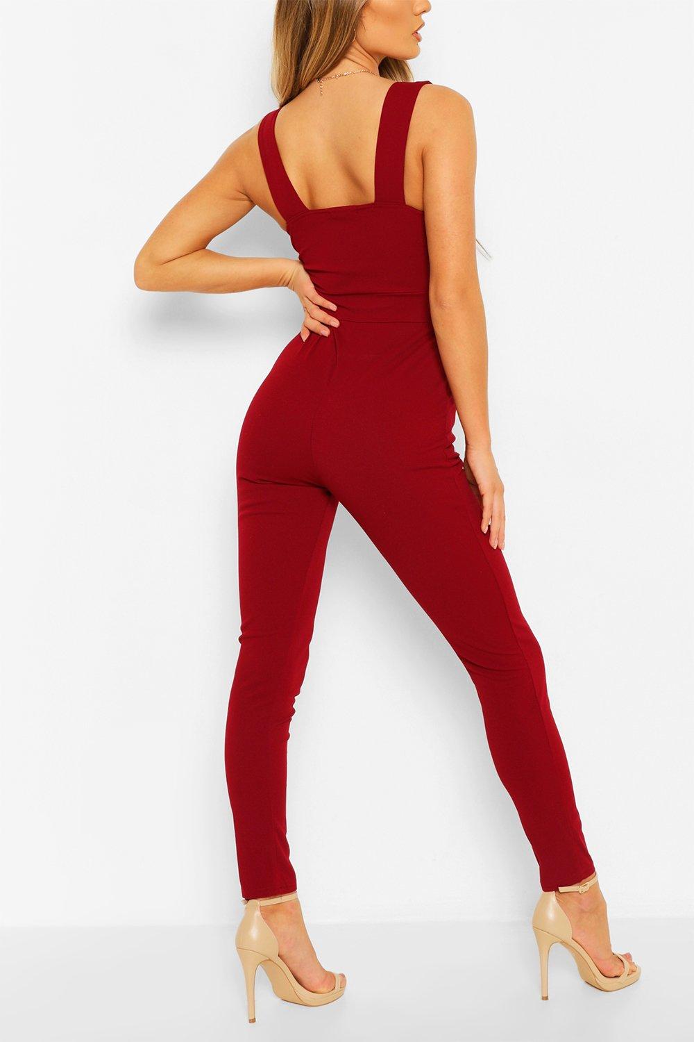 Plunge Skinny Leg Jumpsuit