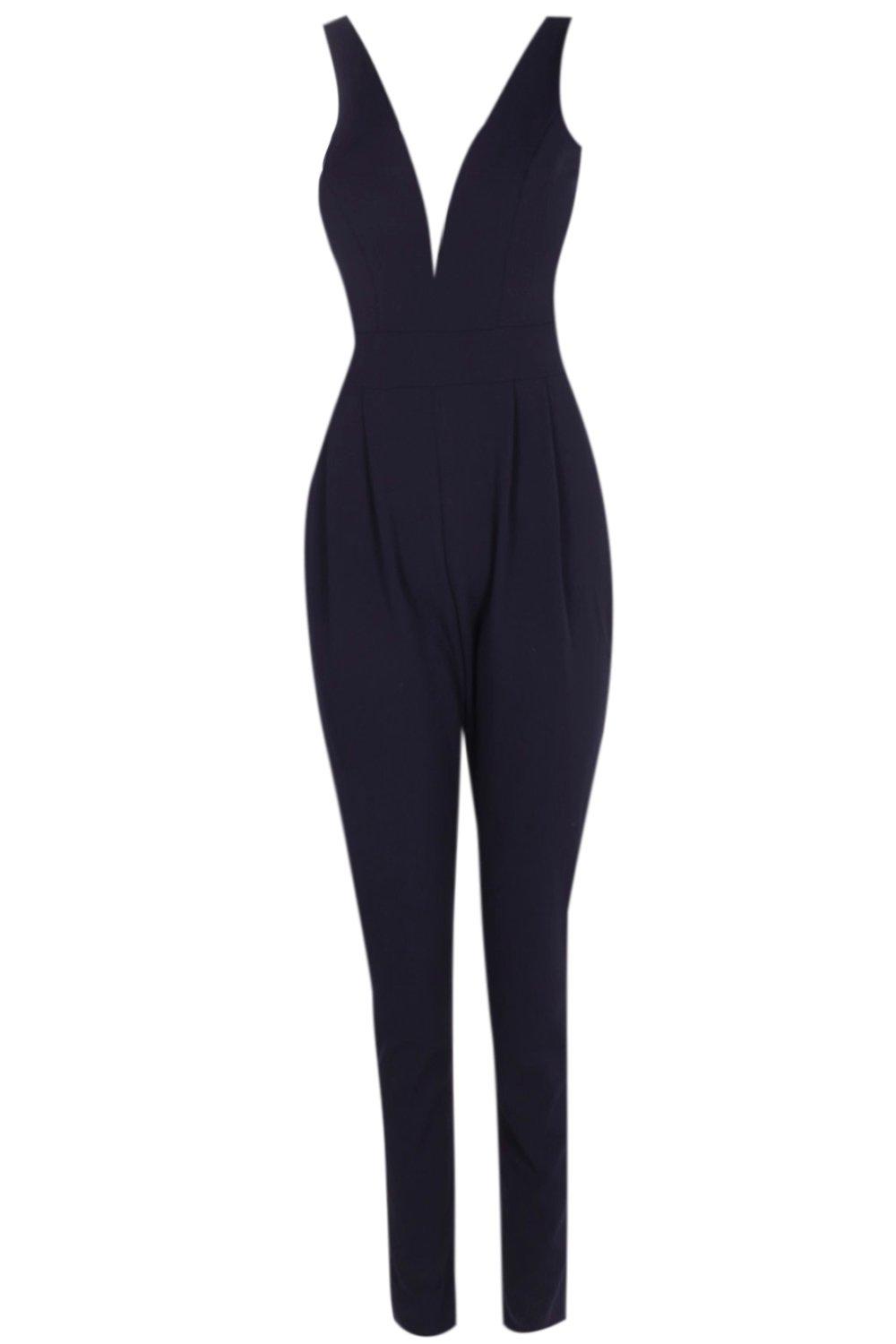 plunge skinny leg jumpsuit