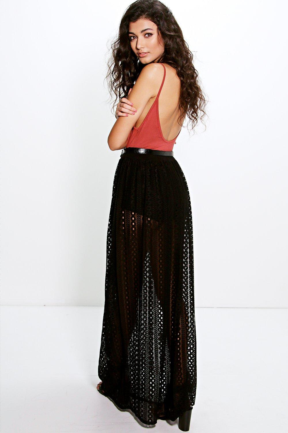 Millie Festival Crochet Lace Maxi Skirt | boohoo