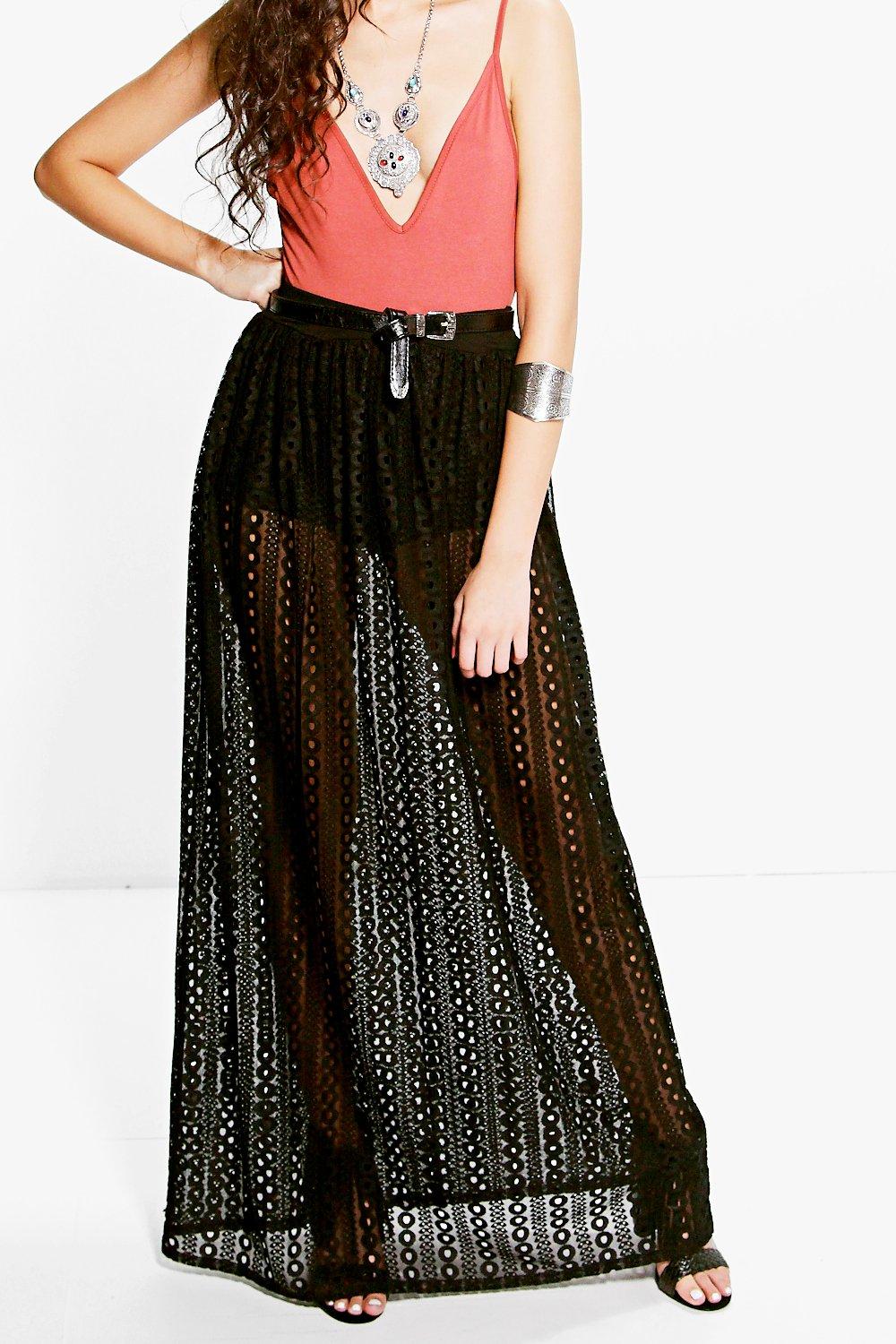 Black festival maxi outlet skirt