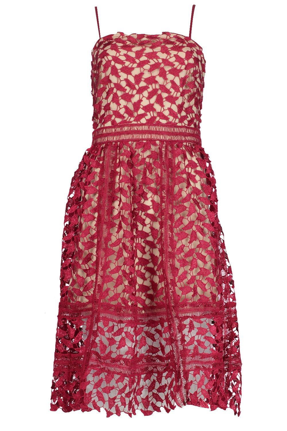 Corded lace detail outlet midi skater dress