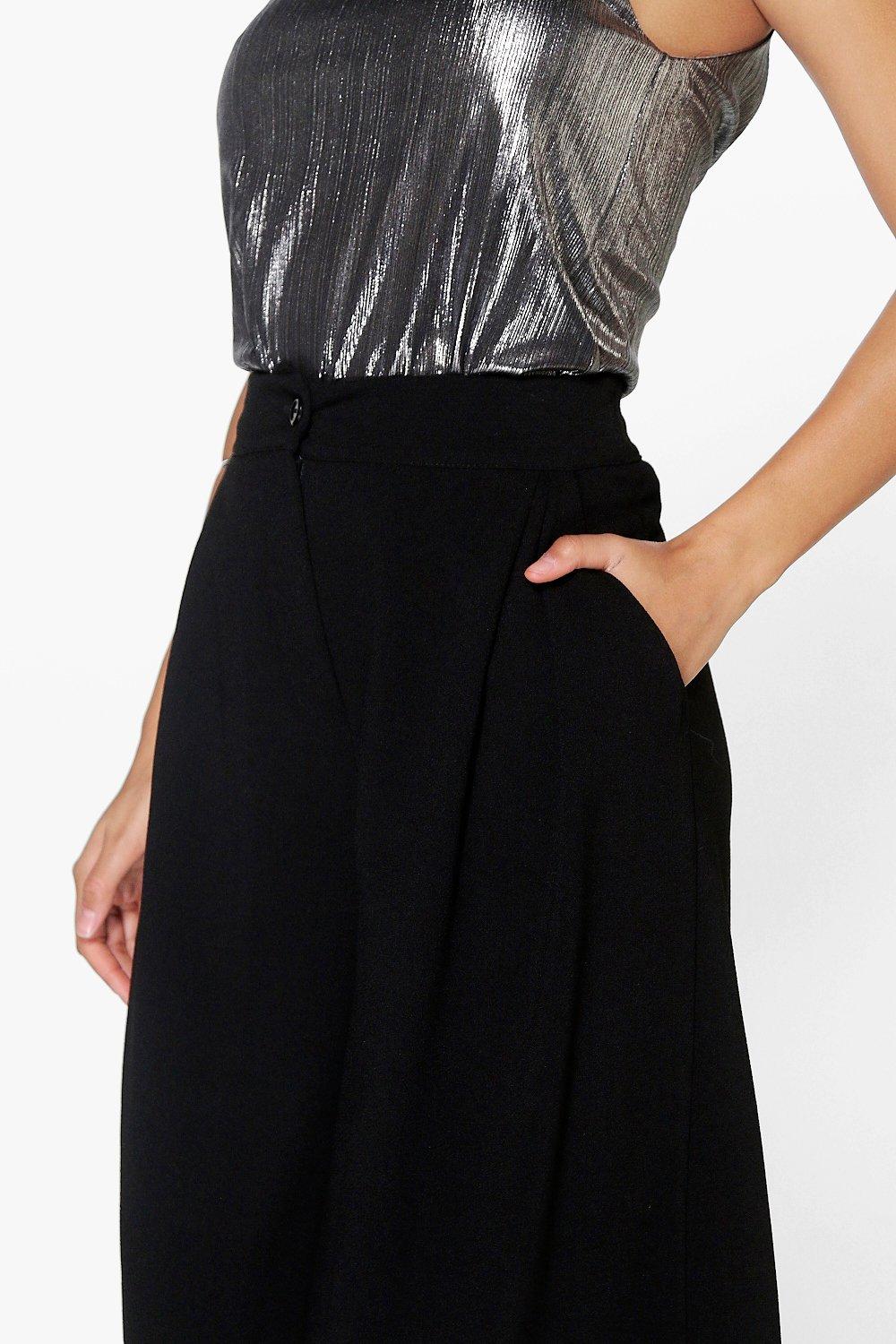 Pleat Front Wide Leg Tailored Culottes