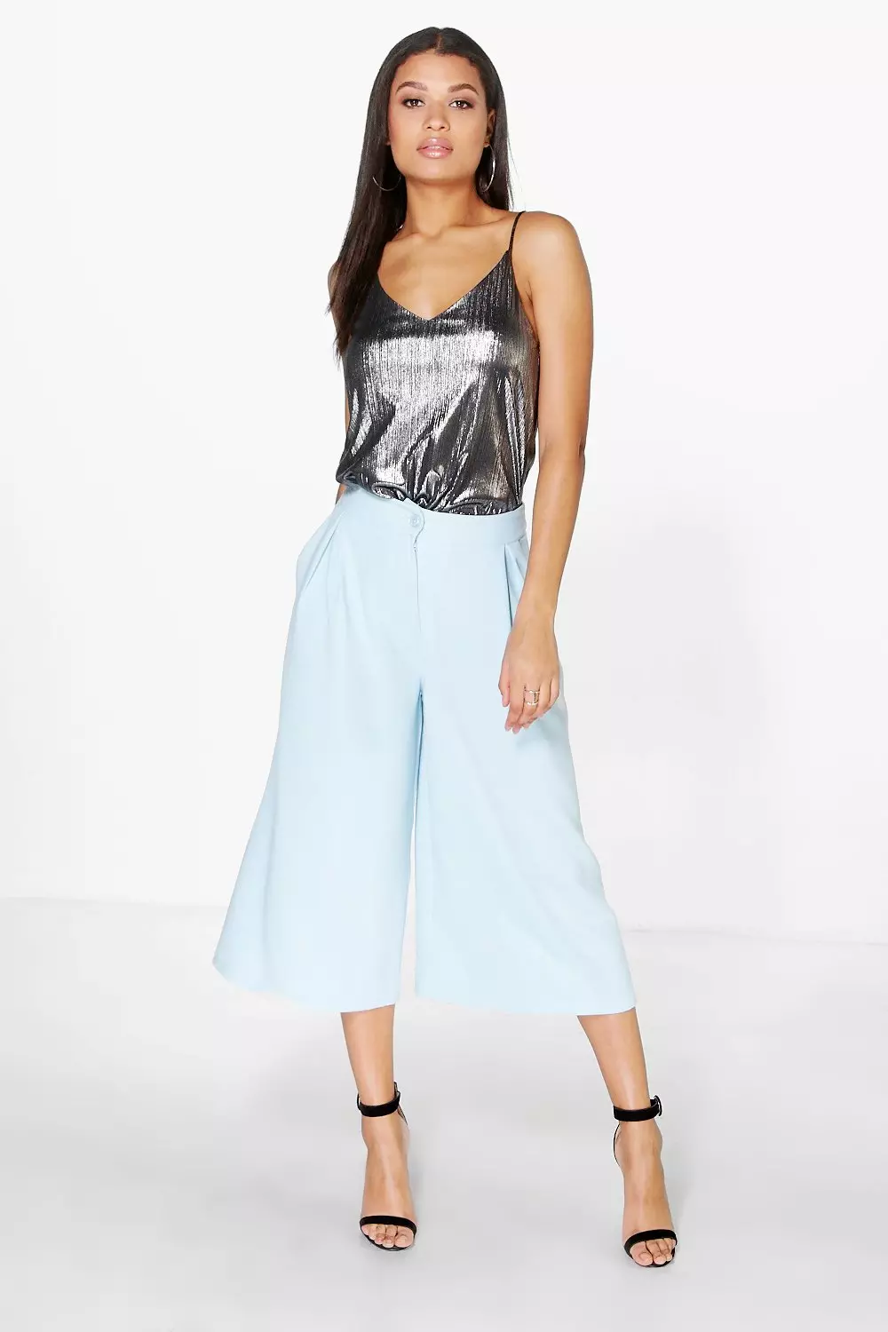 Pleat Front Wide Leg Tailored Culottes