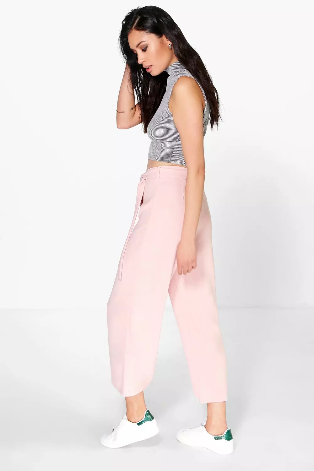 Tie waist deals cropped trousers