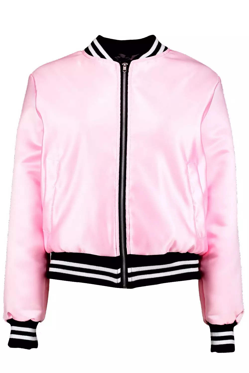 Pink satin bomber jacket womens best sale