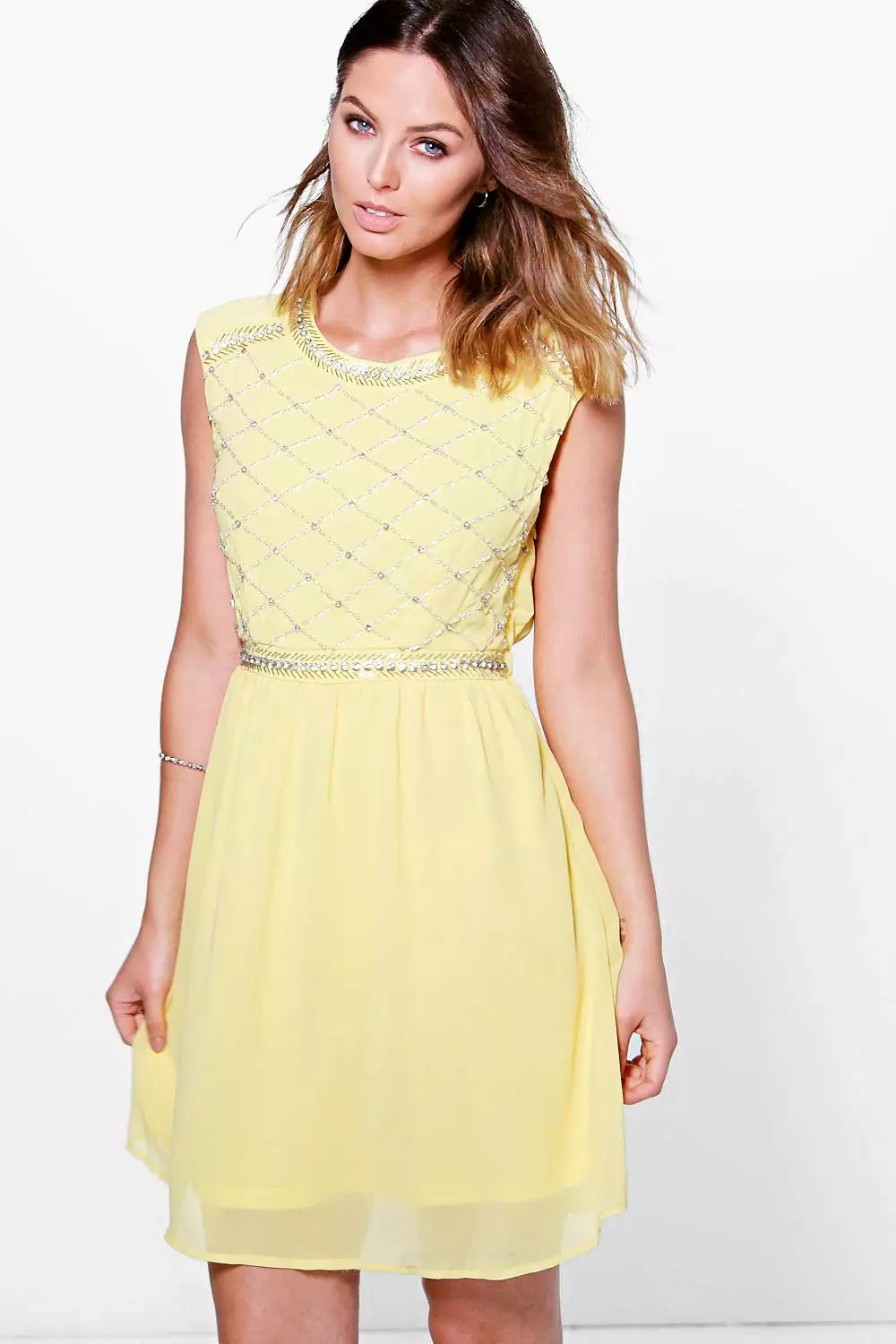 Boohoo embellished 2024 skater dress