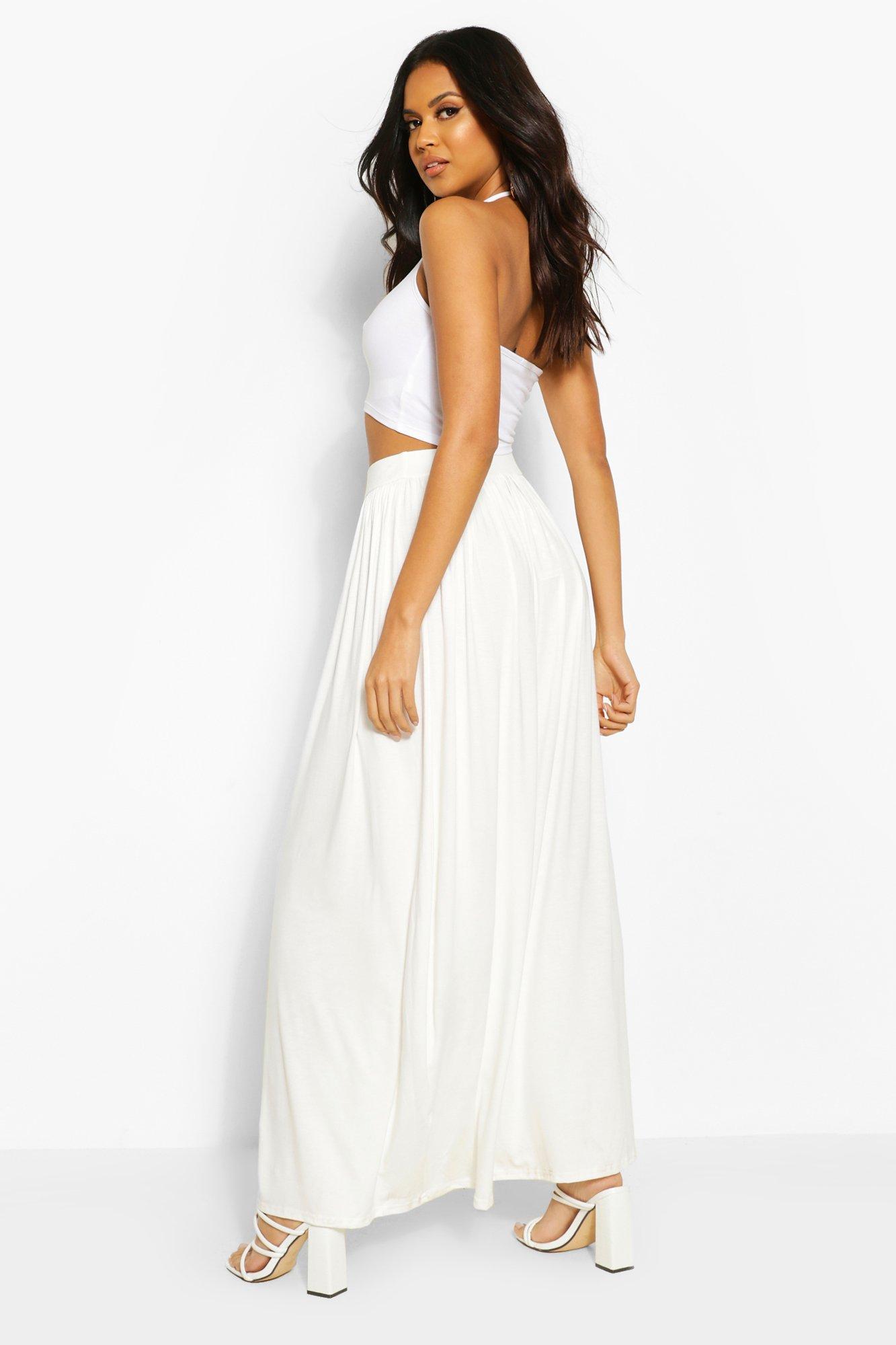 Floor Sweeping Jersey Knit Maxi Skirt