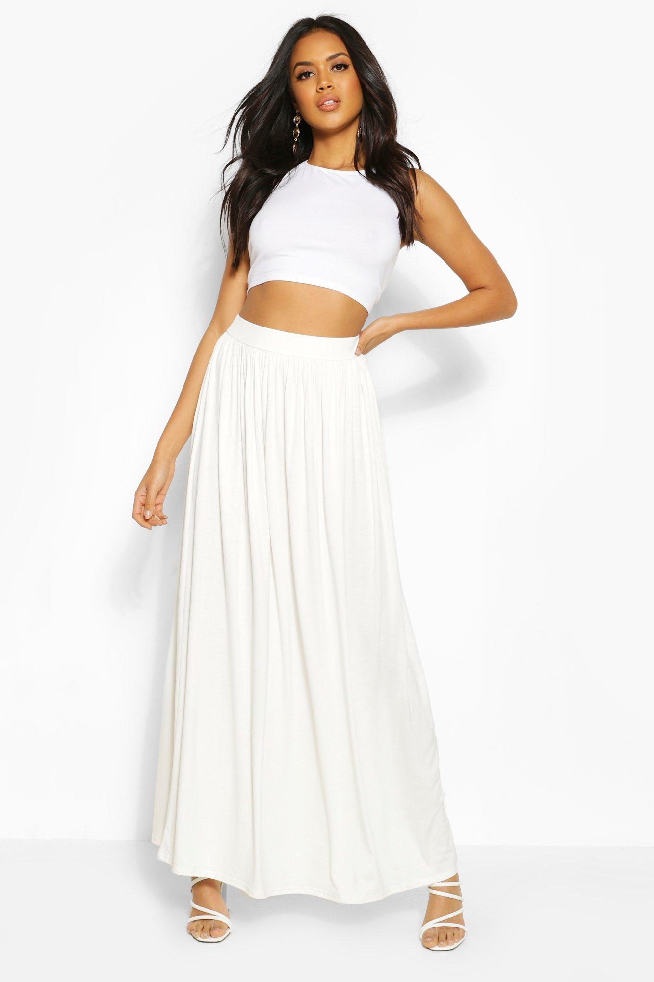 boohoo white maxi skirt