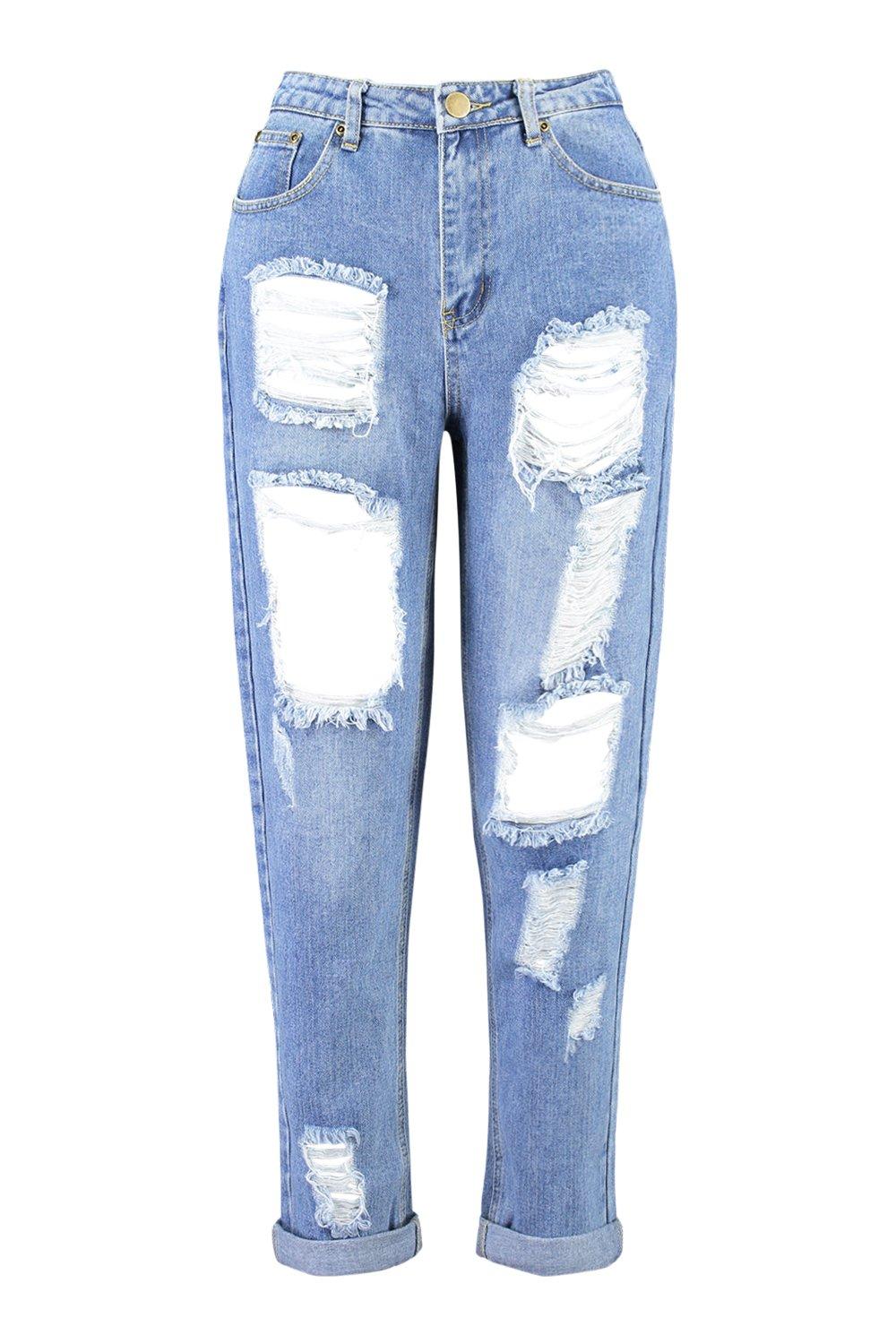 light blue distressed mom jeans