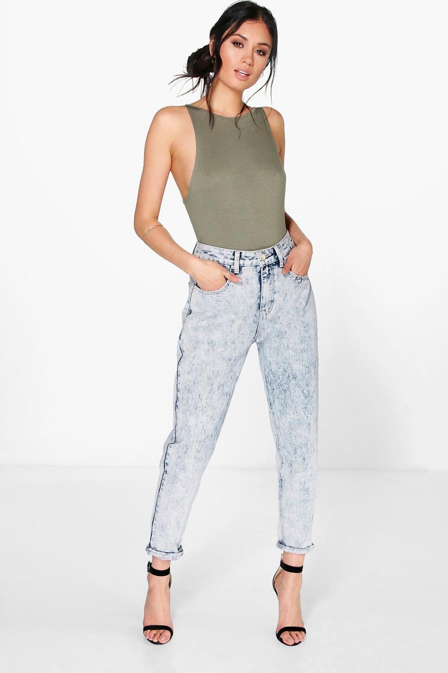 Sophie Mom-Jeans mit Marmorwaschung und hohem Bund image number 1