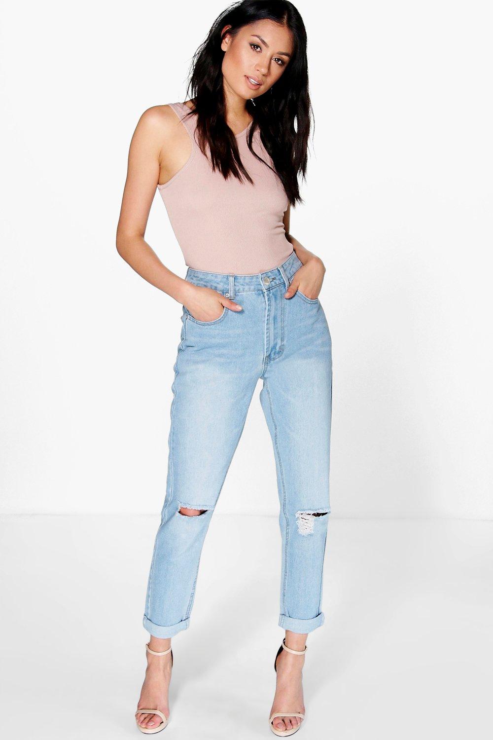 high waisted bleached jeans