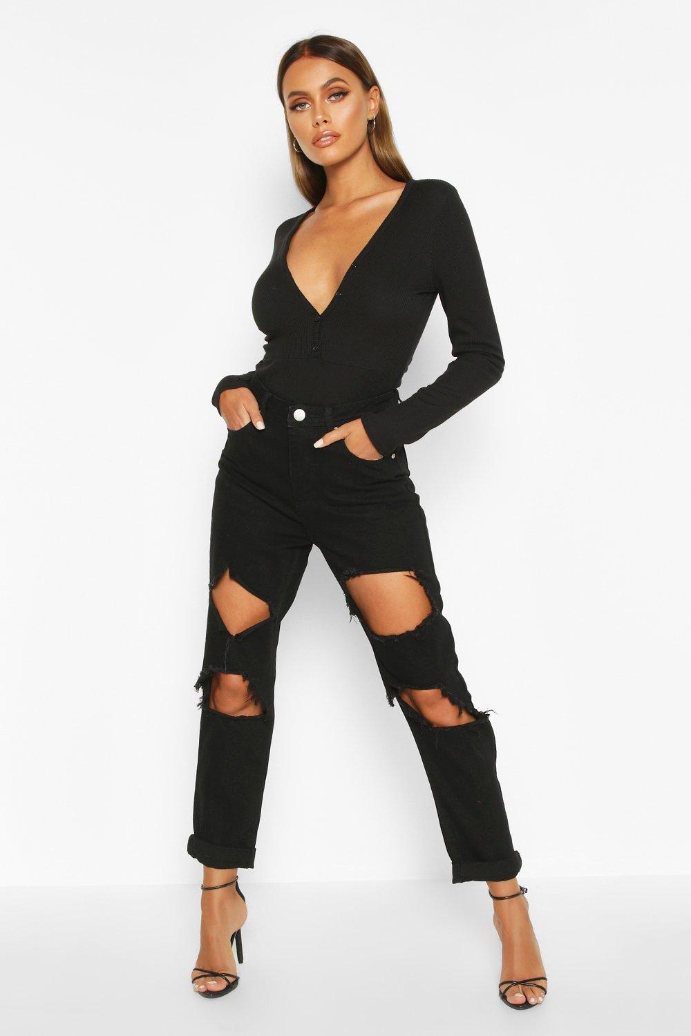 ripped black boyfriend jeans