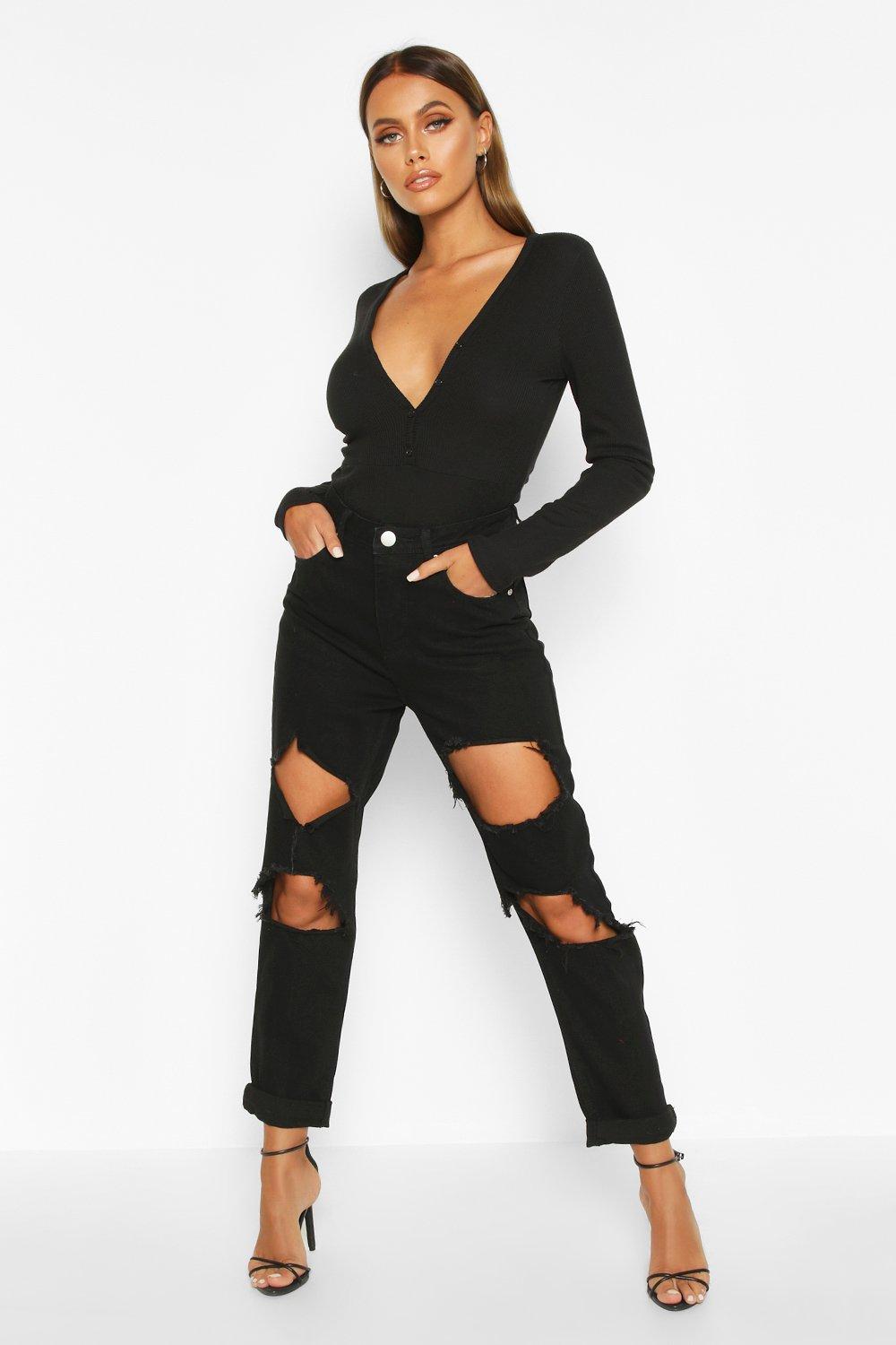 boyfriend jeans ripped black