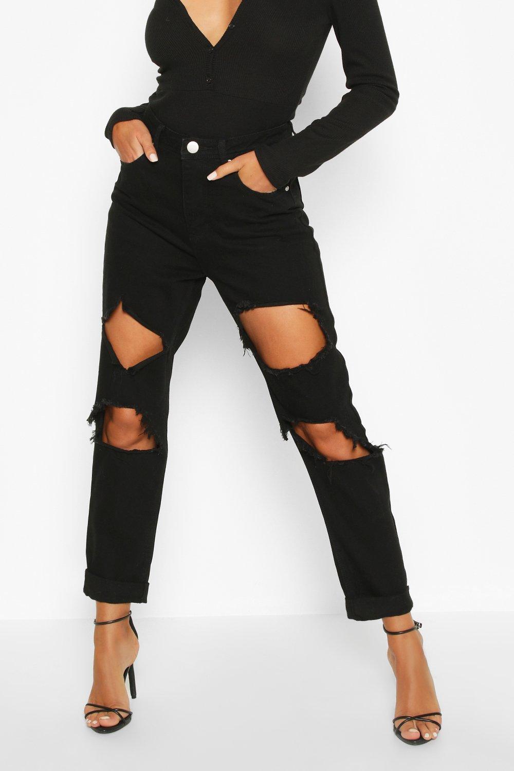 black ripped jeans boohoo