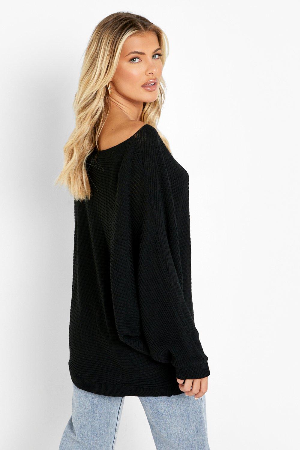 Women's Oversized Rib Knit Batwing Jumper