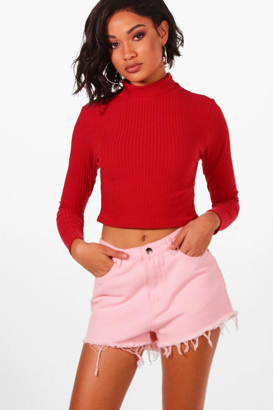Soft Rib Knit Crop Sweater image number 1