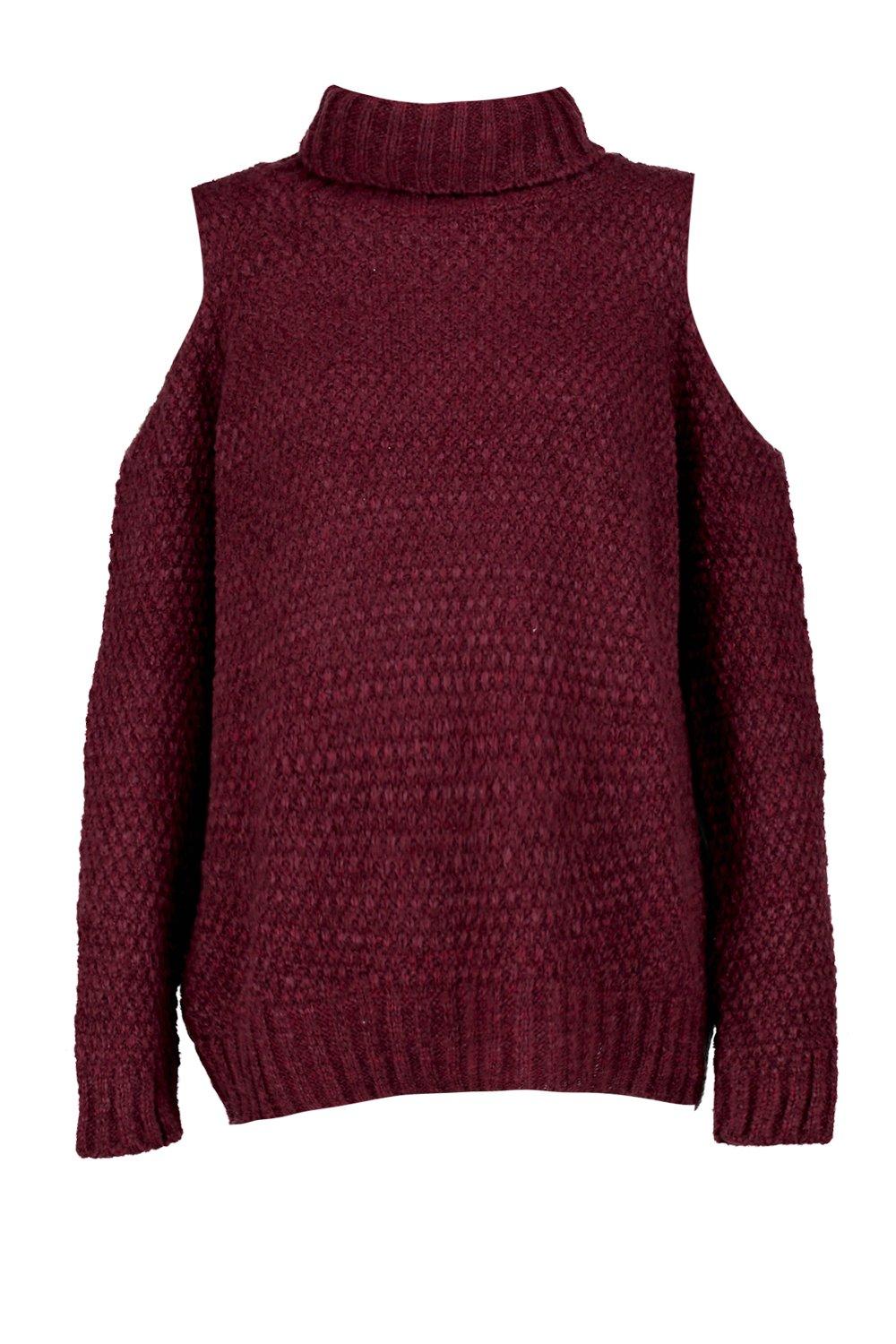 Women s Roll Neck Cold Shoulder Jumper Boohoo UK
