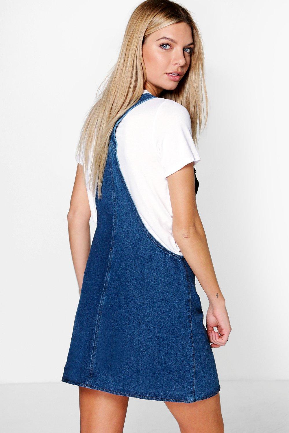 Denim pinafore skater dress best sale