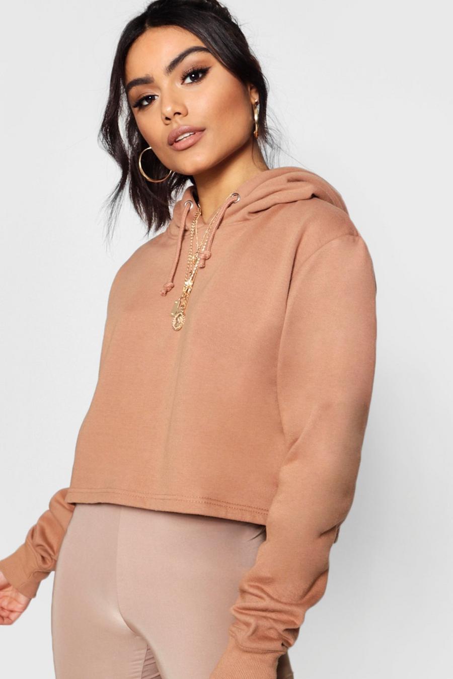Camel Basic Cropped Overhead Hoodie image number 1