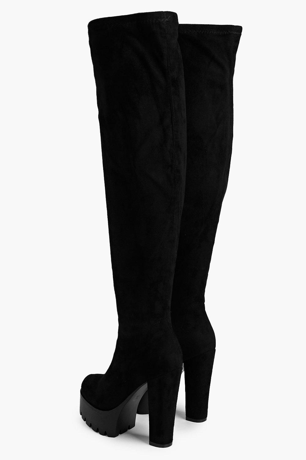 cleated thigh high boots