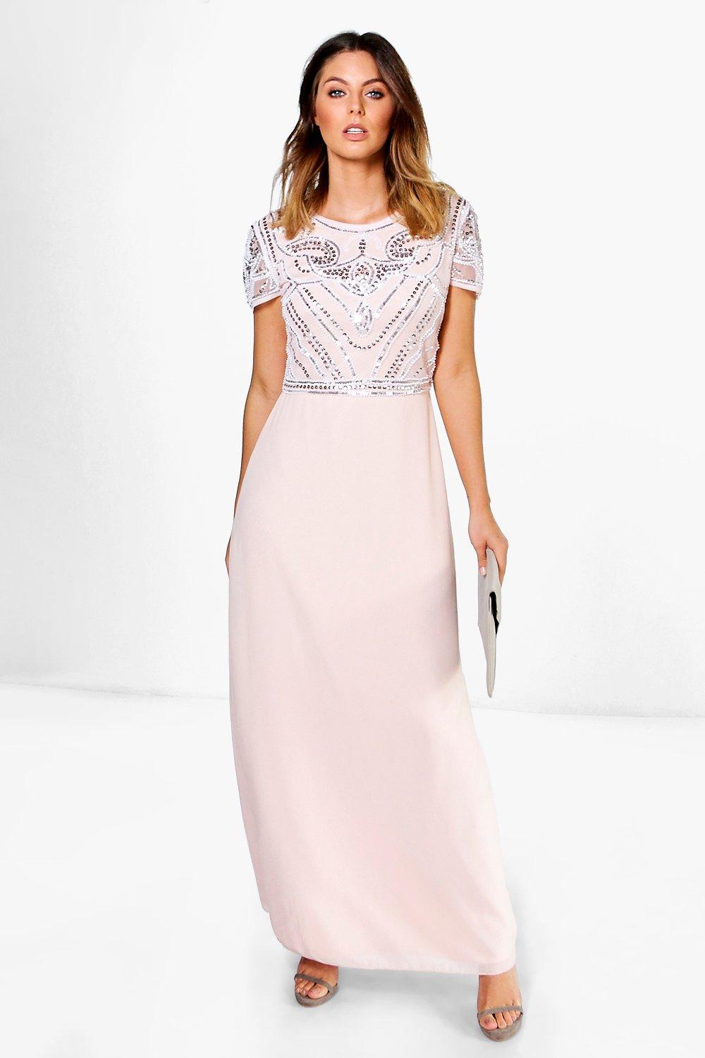 Boohoo beaded cheap maxi dress